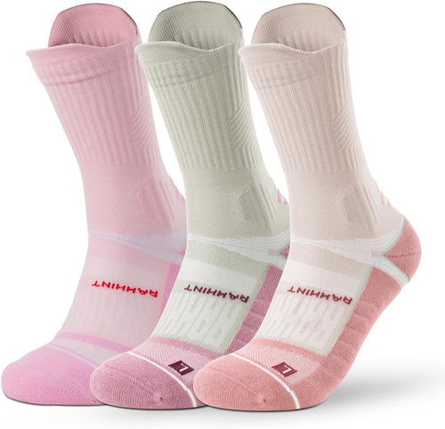 Coolmax Compression Running Socks for Women 3 Pairs, Anti-Blister Moisture Wicking Boot Crew Cushion Athletic Workout Socks